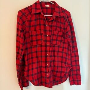 Red Plaid Button-Up Shirt